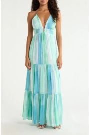 Print Tiered Halter Maxi Dress at Nordstrom